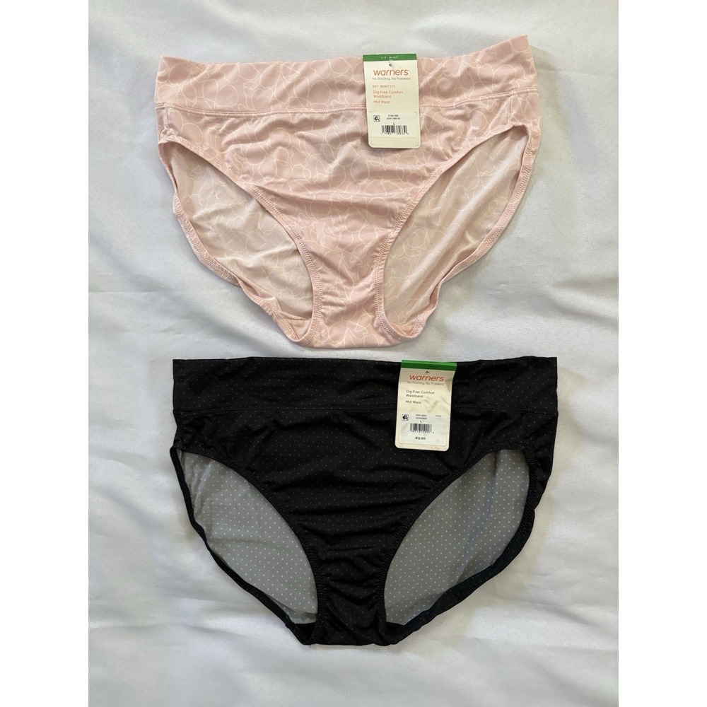 NEW Warners Panty No Pinch No Problems Hi-Cut Brief Panties 2 Pair Womens Large